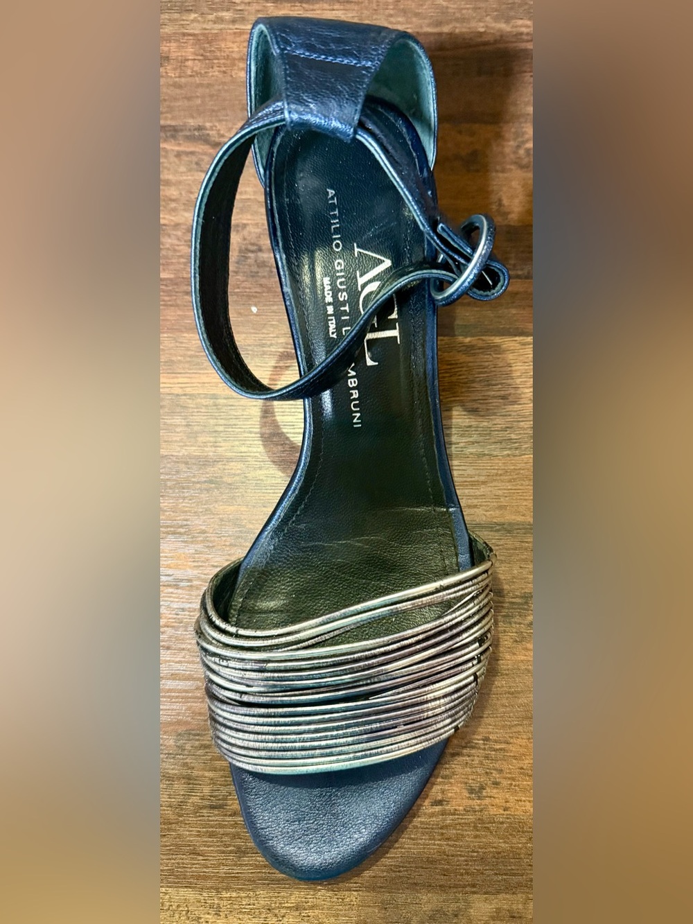 AGL Ankle Strap Sandal In Navy Coast Cushioned Insole Suede Size 41 / 10 READ - Picture 10 of 12
